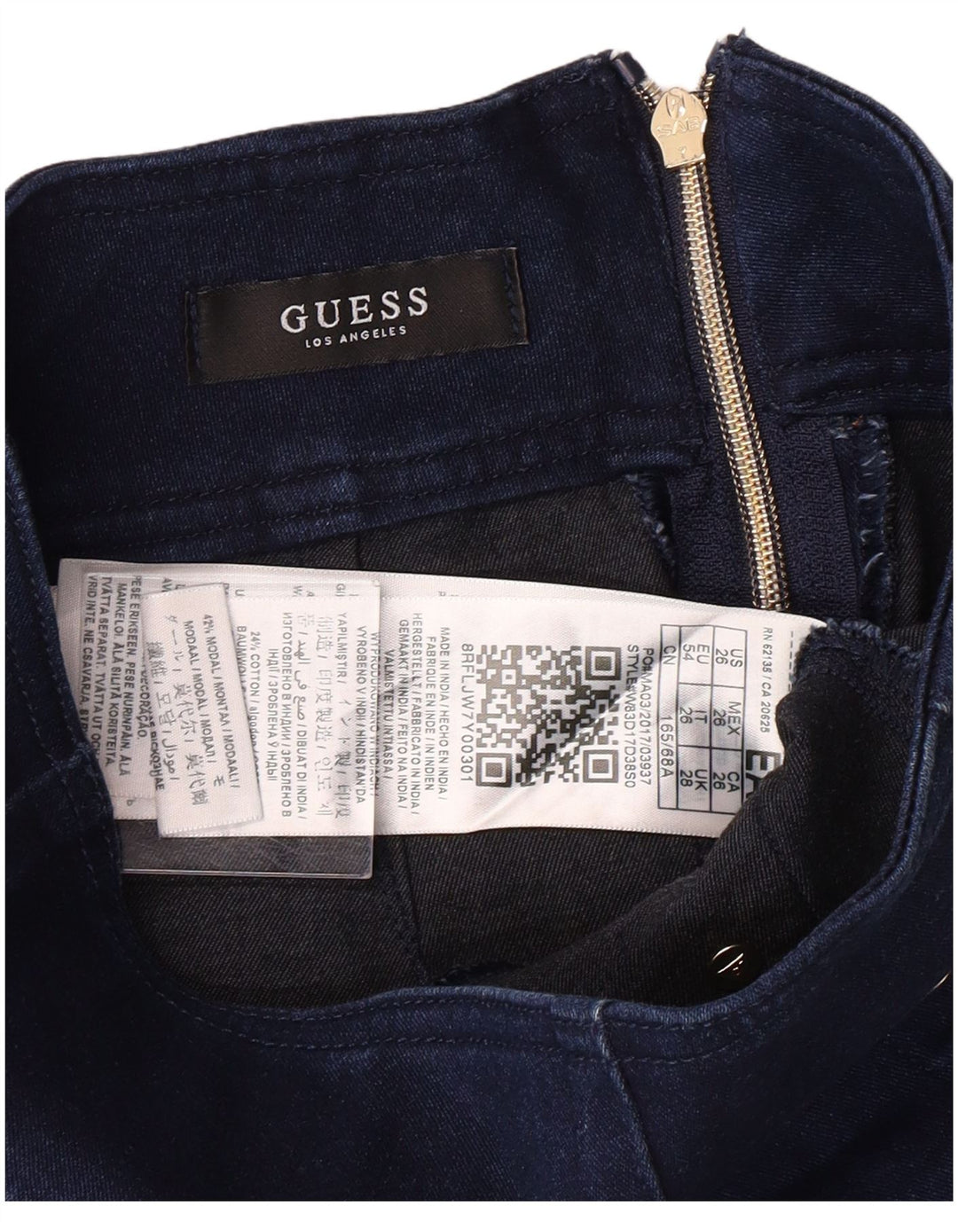 Gonna di jeans a vita alta da donna Guess W28 blu medio modale classico