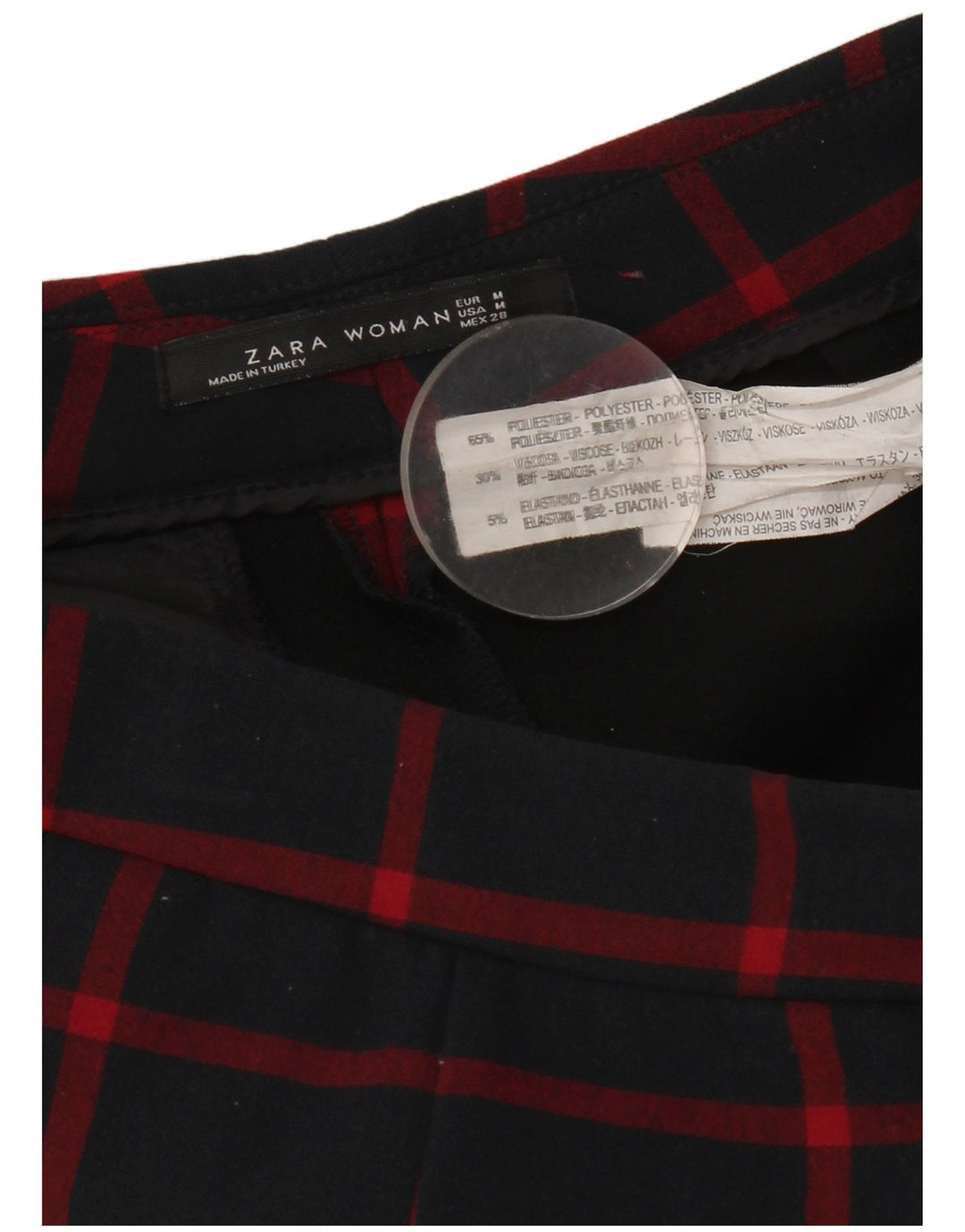 Pantaloni chino skinny da donna Zara medi W28 L29 poliestere a quadri blu navy