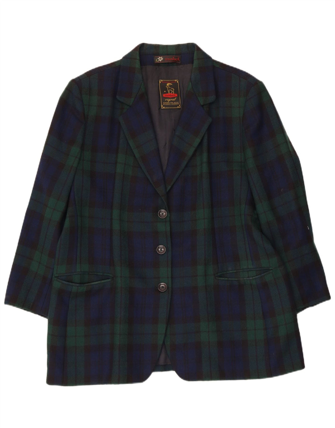 Giacca blazer da donna a 3 bottoni Steinbock UK 18 XL blu navy a quadri