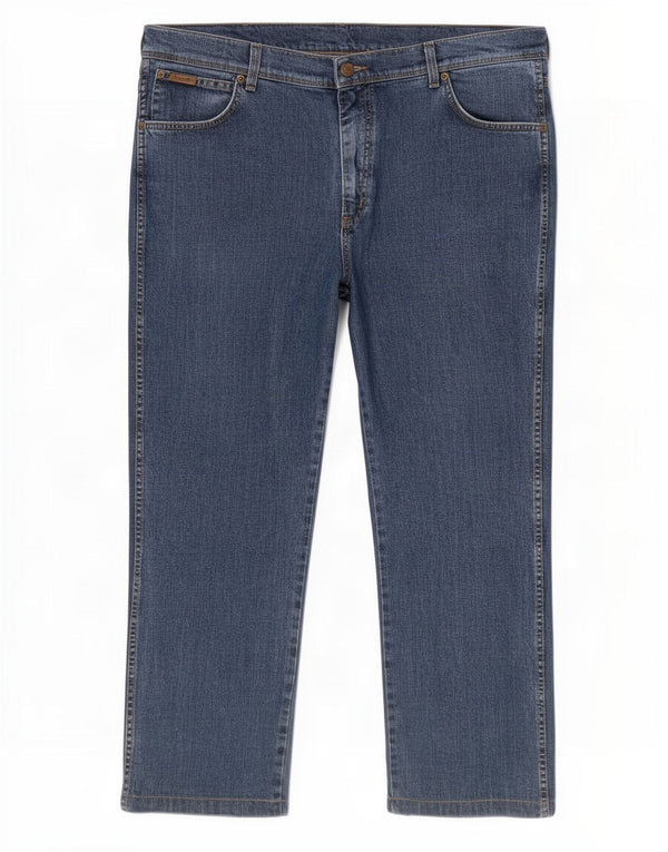 Jeans dritti elasticizzati Texas Wrangler da uomo W40 L34 cotone blu