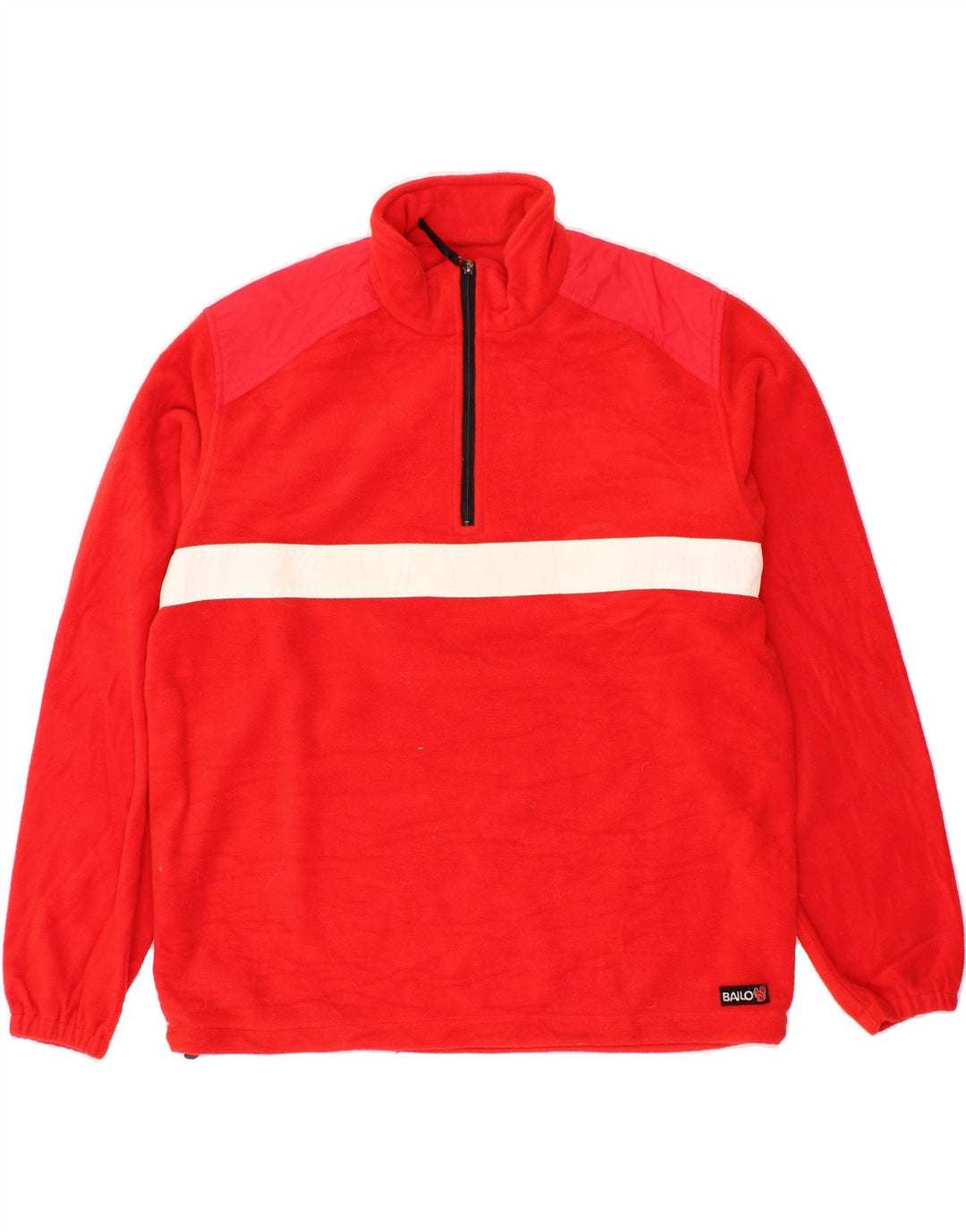 BAILO Mens Zip Neck Fleece Jumper Large Red Colourblock Polyester Vintage Bailo and Second-Hand Bailo from Messina Hembry 