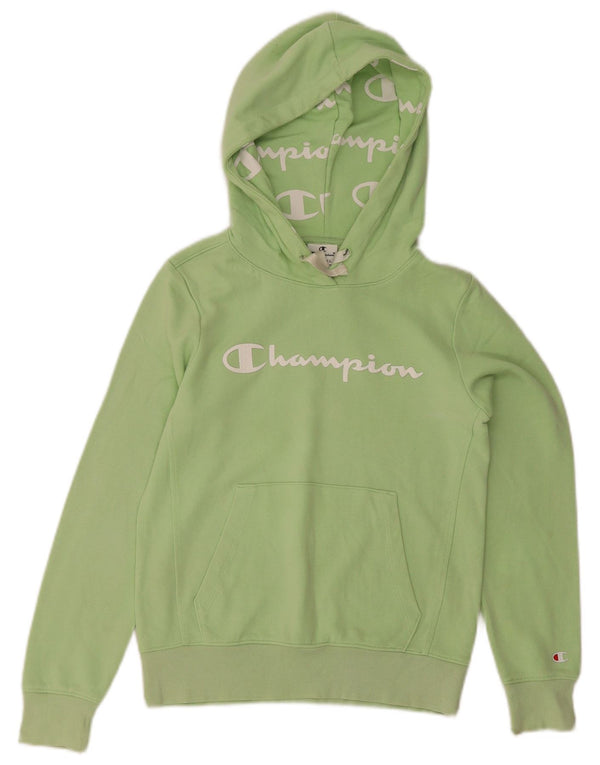 Felpa con cappuccio grafica da donna Champion UK 6 XS verde cotone