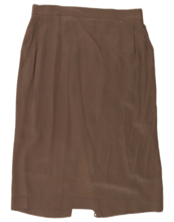 Gonna dritta da donna Mariella Burani UK 16 grande W30 seta grigia