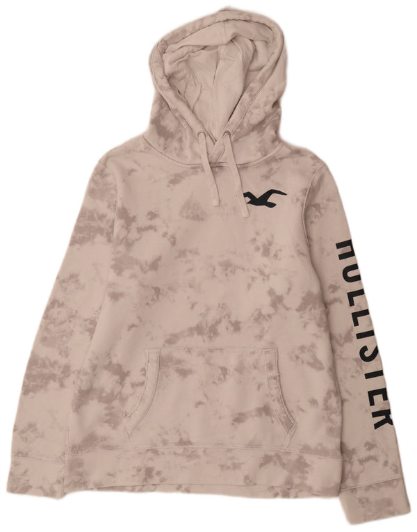 Maglione con cappuccio grafico da uomo Hollister in cotone tie dye grigio medio
