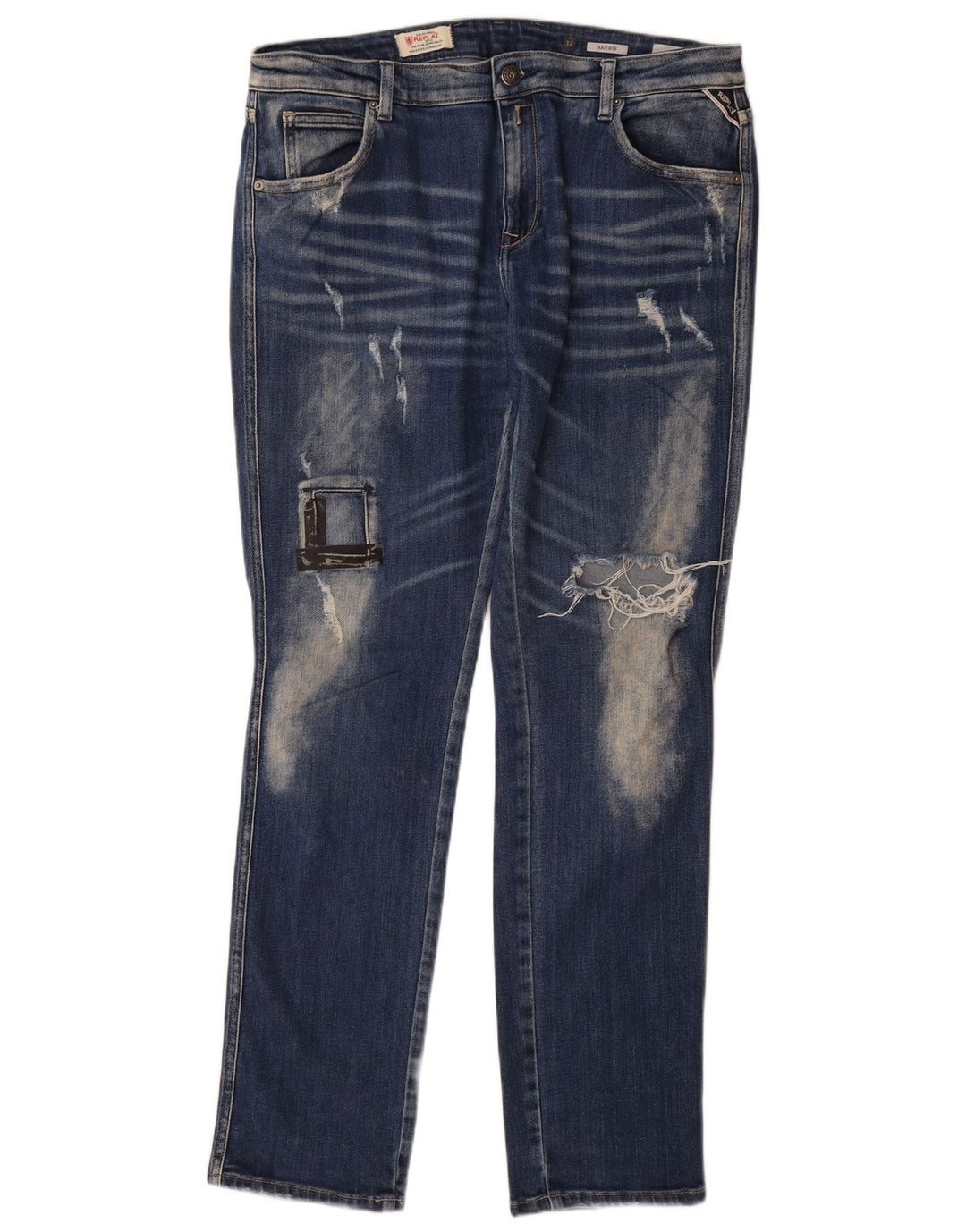 Replay Jeans slim invecchiati Katewin da donna W32 L32 in cotone blu