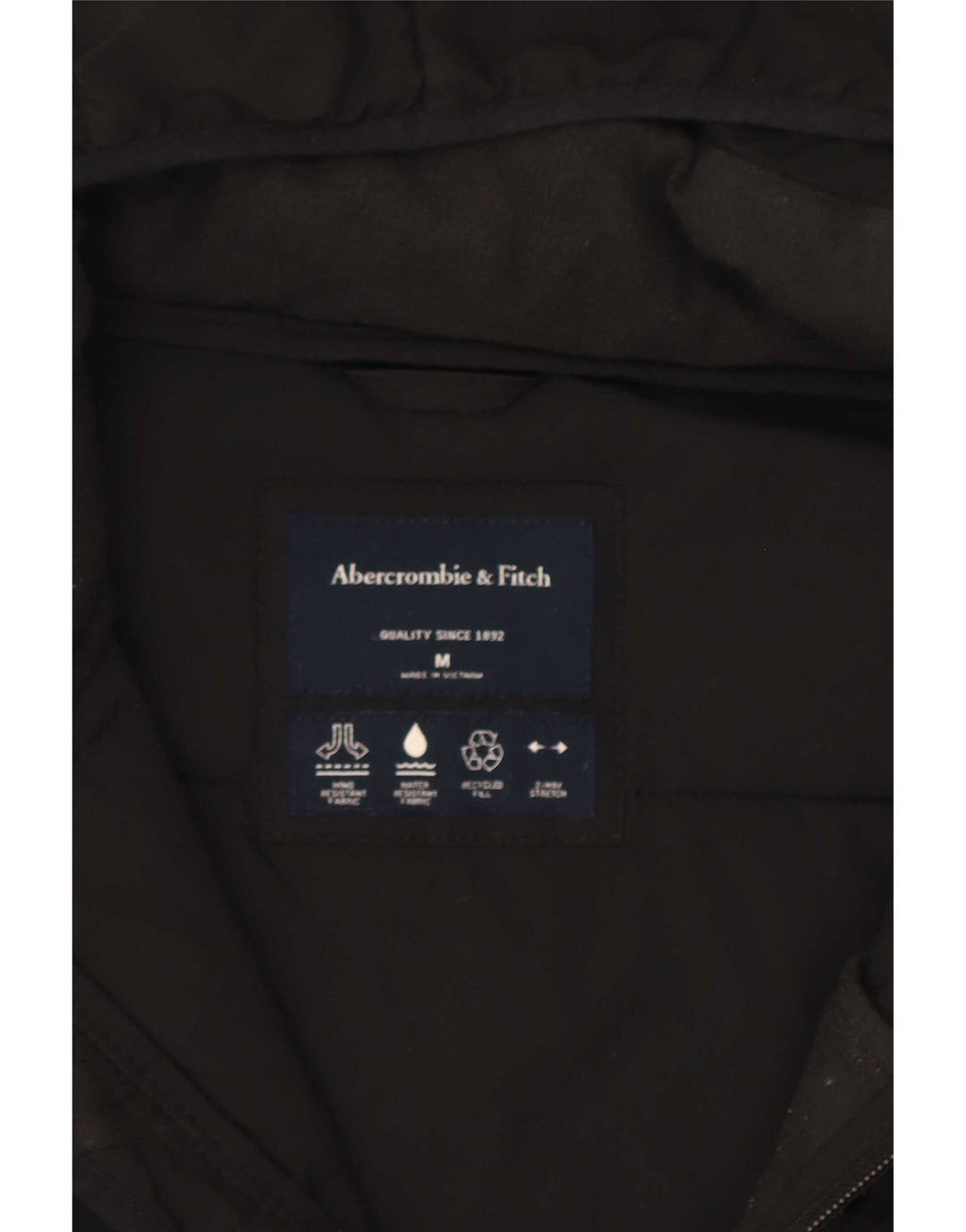 Giacca imbottita con cappuccio da uomo Abercrombie & Fitch UK 38 media nera
