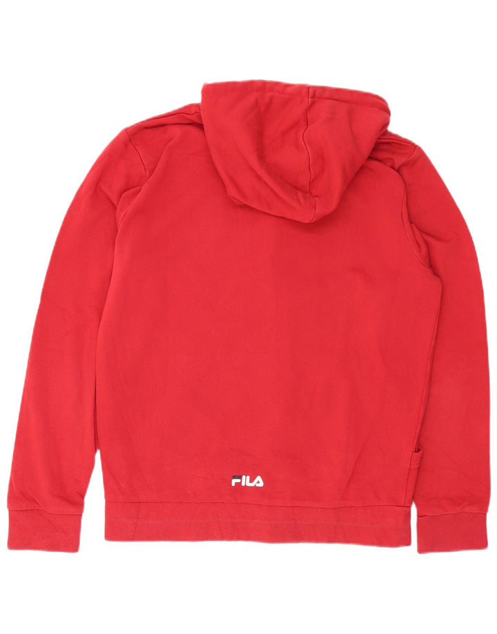 Maglione con cappuccio e zip grafica da uomo Fila in cotone rosso medio