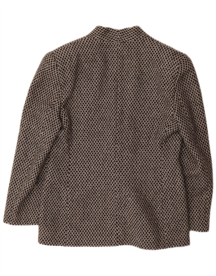 FERRE Womens 1 Button Blazer Jacket UK 16 Large Black Argyle/Diamond Wool