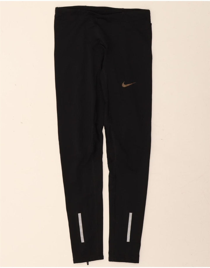 NIKE Womens Dri Fit Leggings UK 8 Small Black Polyester