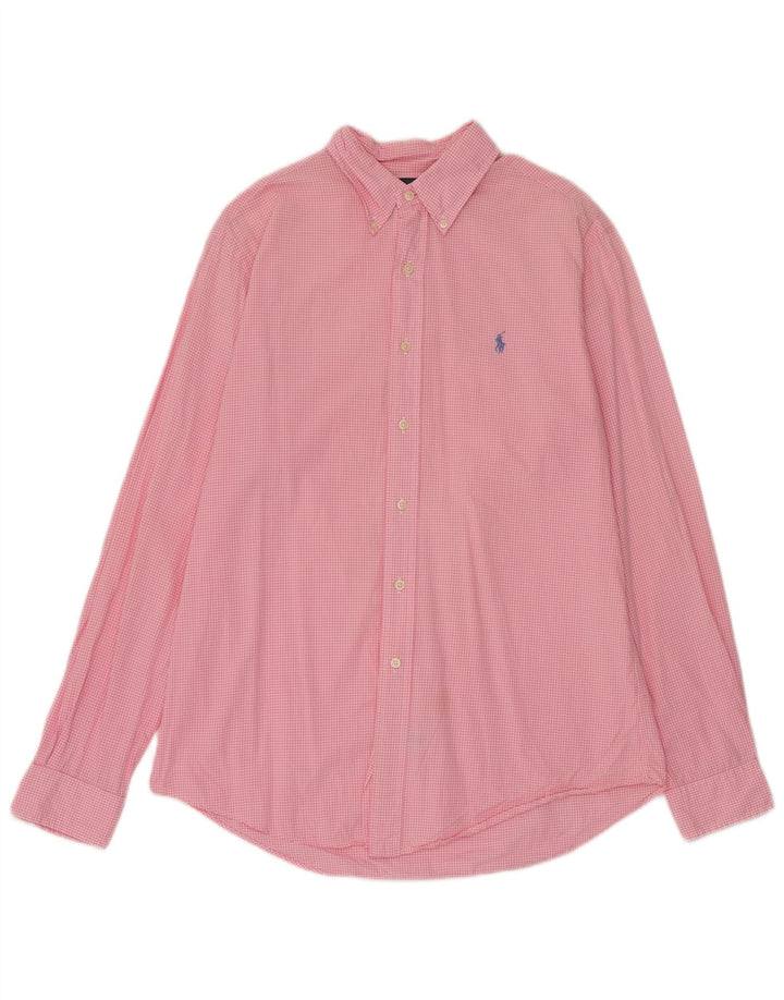 Camicia Ralph Lauren da uomo su misura in cotone a quadretti rosa medio