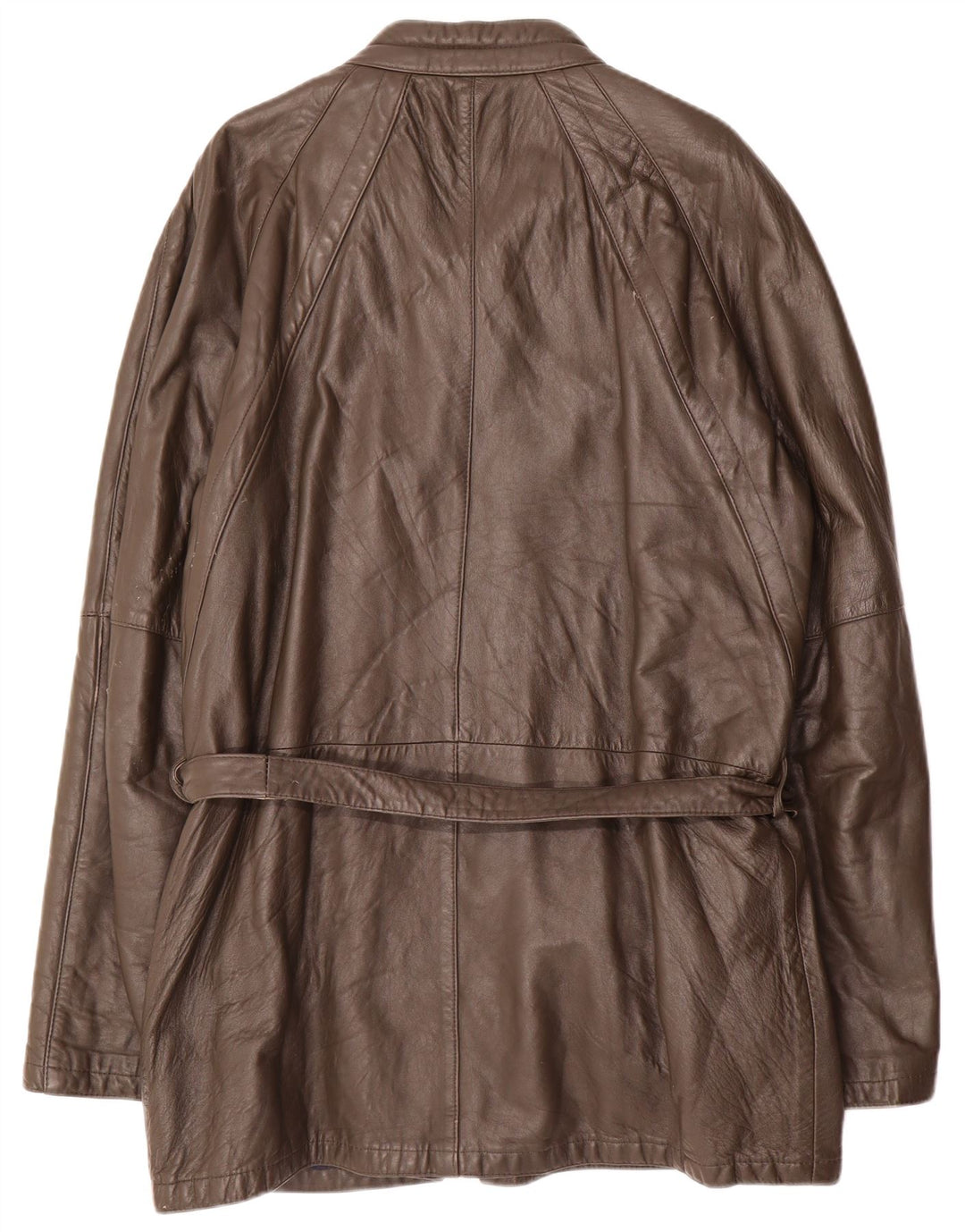 Cappotto in pelle vintage da uomo UK 38 in pelle marrone medio