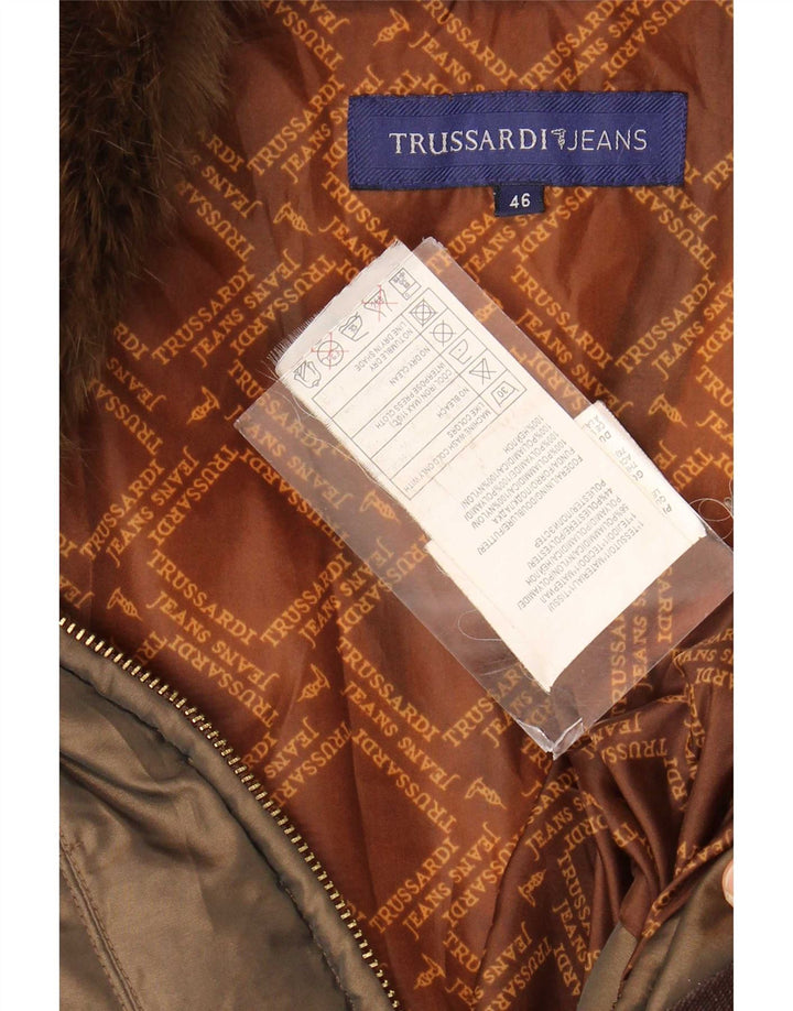 Giubbotto Imbottito Donna Trussardi Jeans IT 46 Large Kaki Poliammide