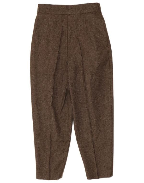 Pantaloni da abito vintage con pedge corto da donna IT 42 medio W26 L25 kaki