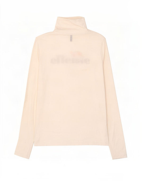 Top grafico da donna Ellesse manica lunga UK 14 cotone bianco medio
