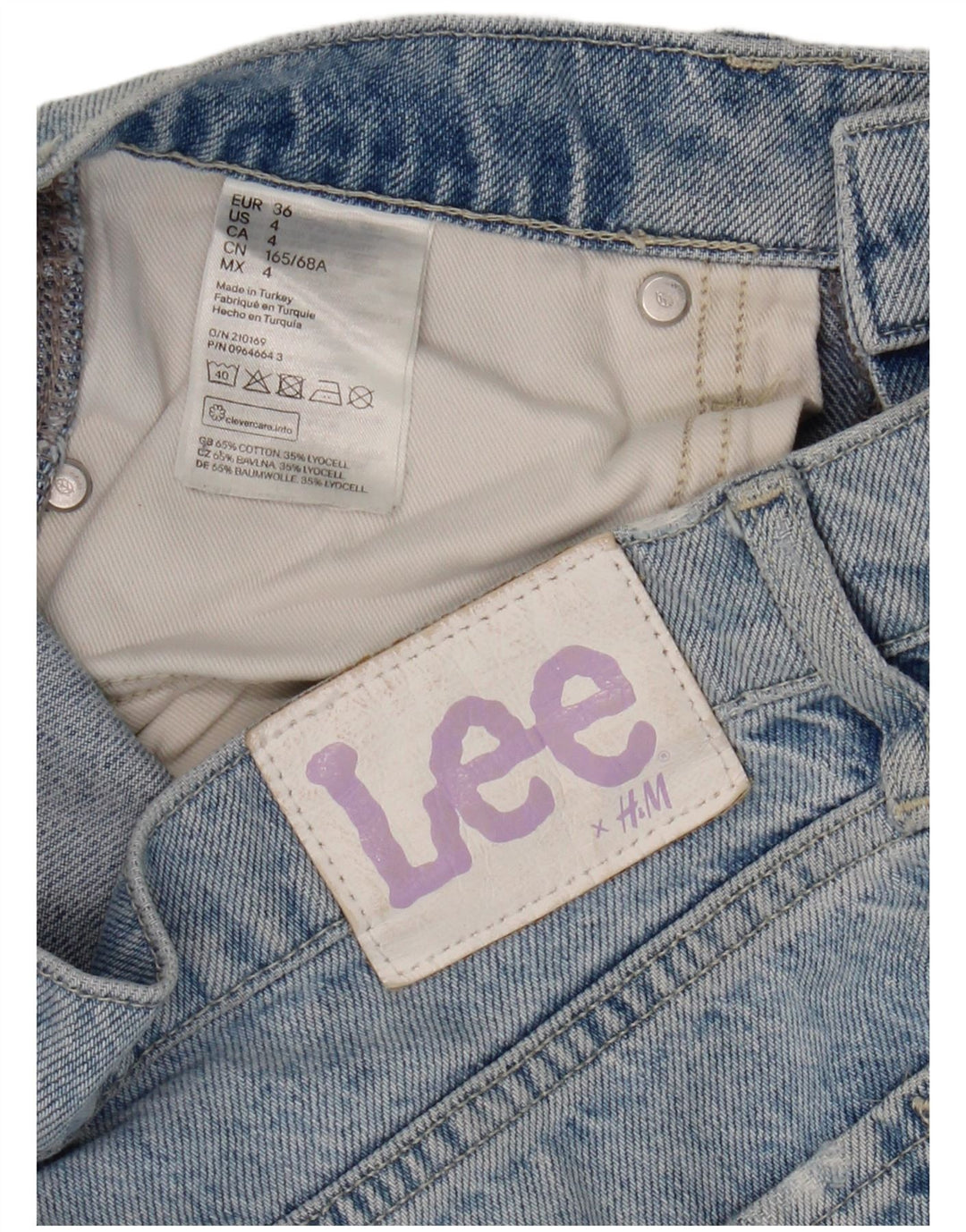 Jeans dritti effetto invecchiato da donna Lee EU 36 piccolo W30 L30 cotone blu