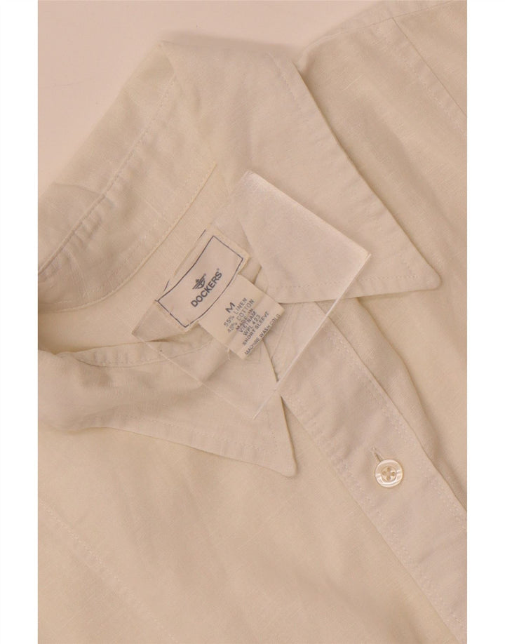 Camicia da uomo a maniche corte Dockers in lino bianco medio
