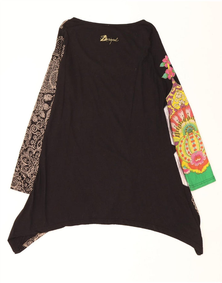 DESIGUAL Abito grafico asimmetrico da donna UK 14 Medium Black Paisley