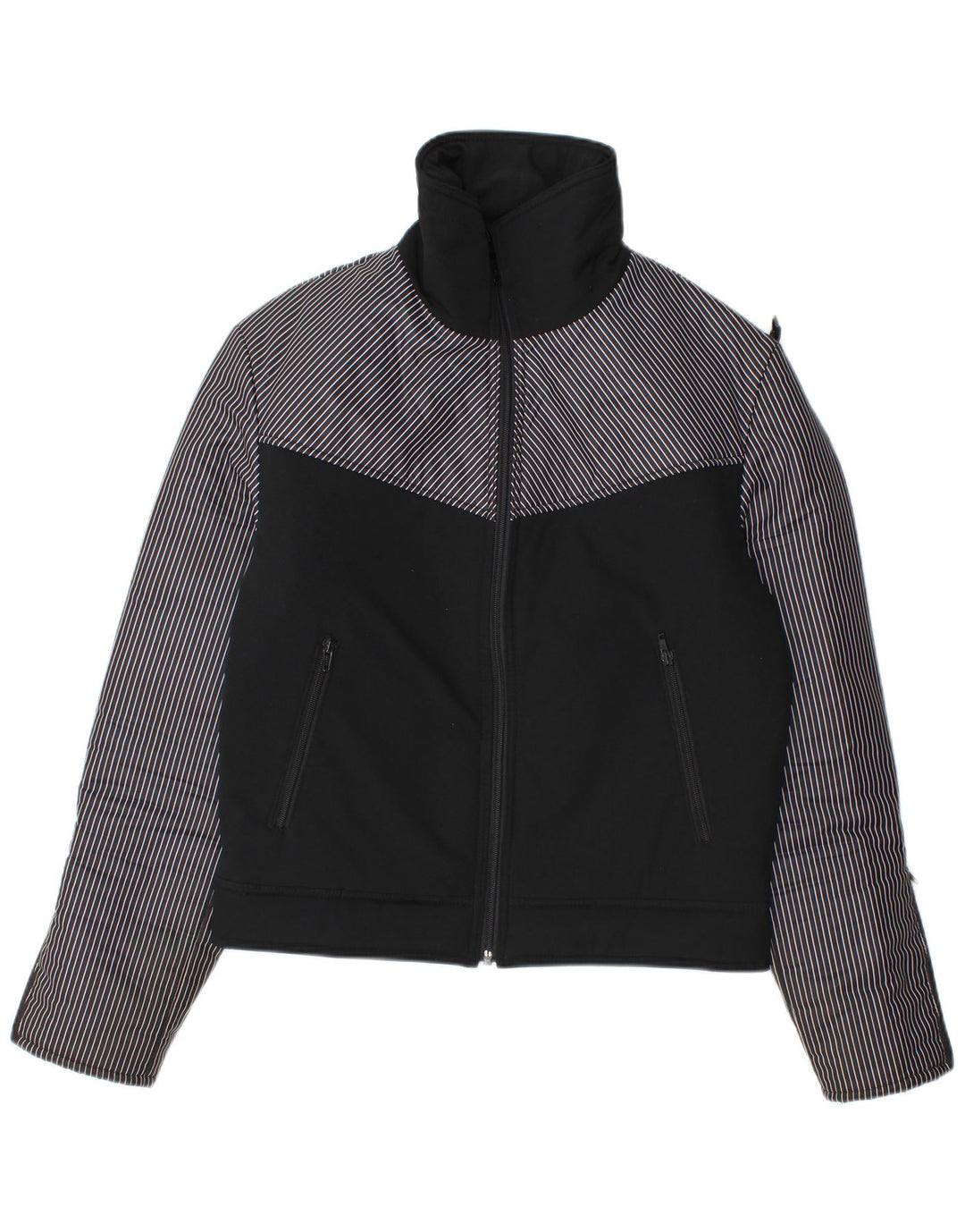 Giacca imbottita da uomo vintage UK 36 piccola in poliammide color block nero