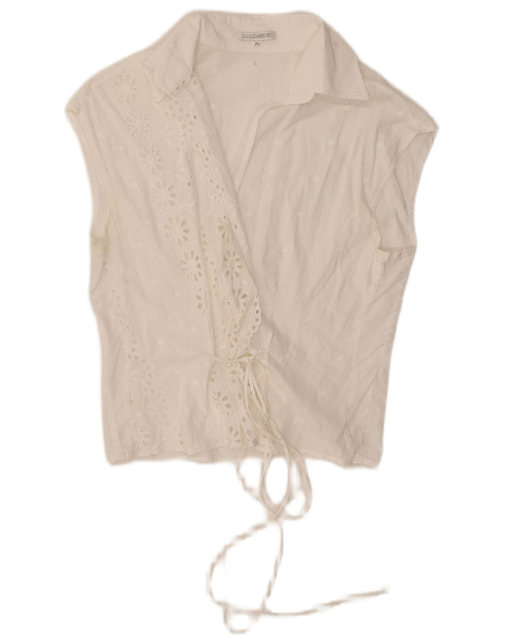 Naracamicie Camicetta a camicia senza maniche da donna UK 12 Medio Bianco