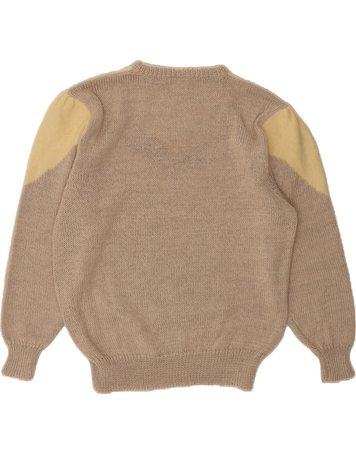 VINTAGE Womens Crew Neck Jumper Sweater IT 42/44 Medium Grey Colourblock Vintage Vintage and Second-Hand Vintage from Messina Hembry 