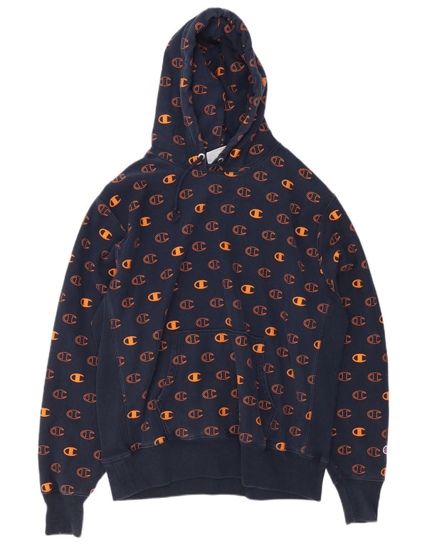 Felpa con cappuccio grafica Champion Reverse Weave da uomo XL in cotone blu navy