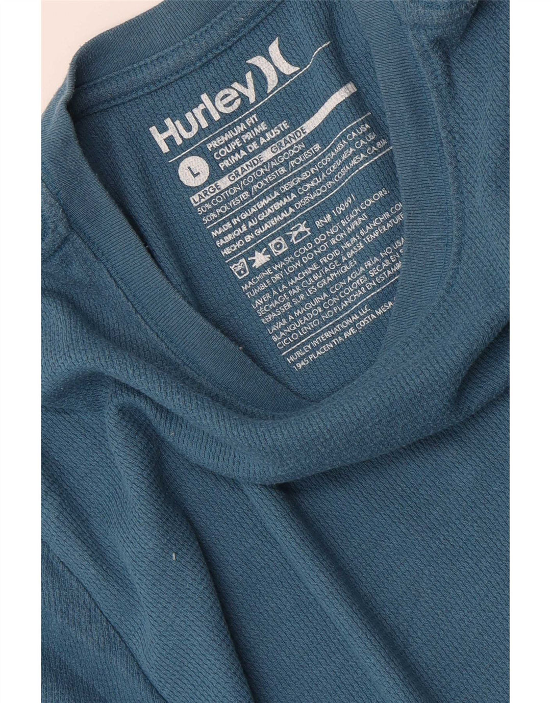 Maglia Hurley da uomo premium fit a maniche lunghe in cotone blu grande