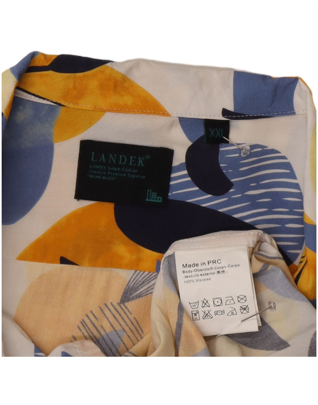 Camicia vintage da uomo a maniche corte 2XL in viscosa floreale multicolore