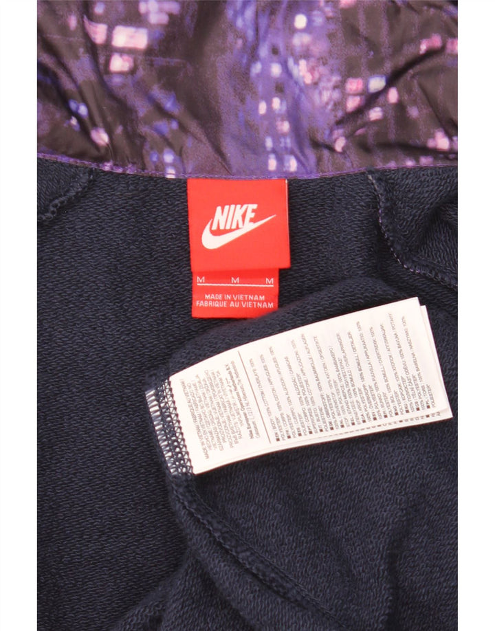 Felpa con cappuccio e zip da uomo Nike in cotone geometrico viola medio