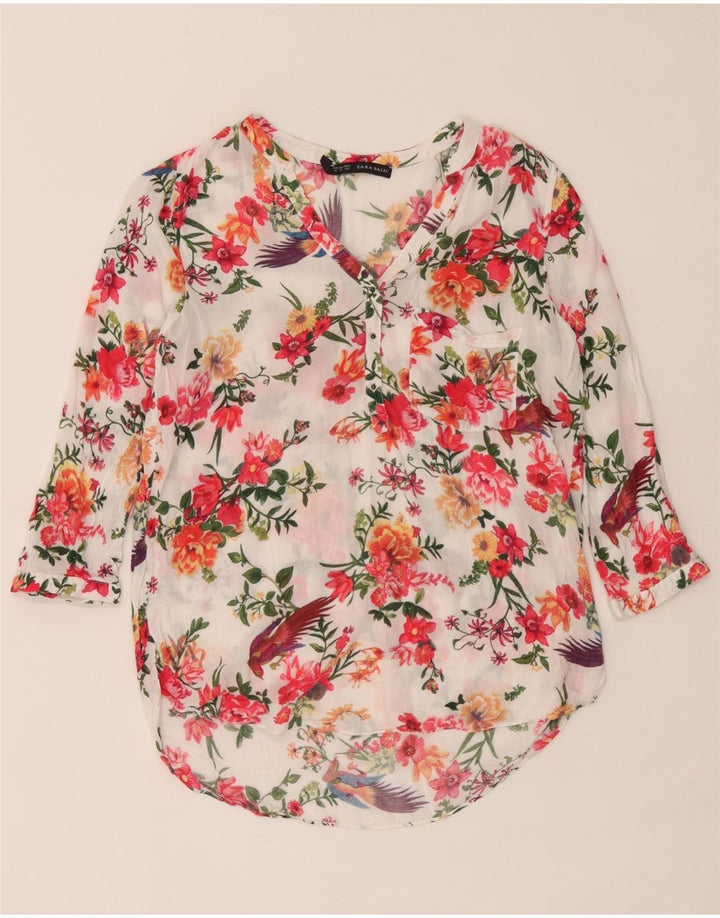 Top Zara da donna con maniche a 3/4, taglia UK 12, medio, multicolore, floreale