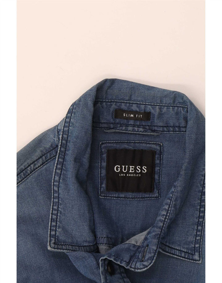 Camicia in denim da uomo slim fit Guess piccola blu