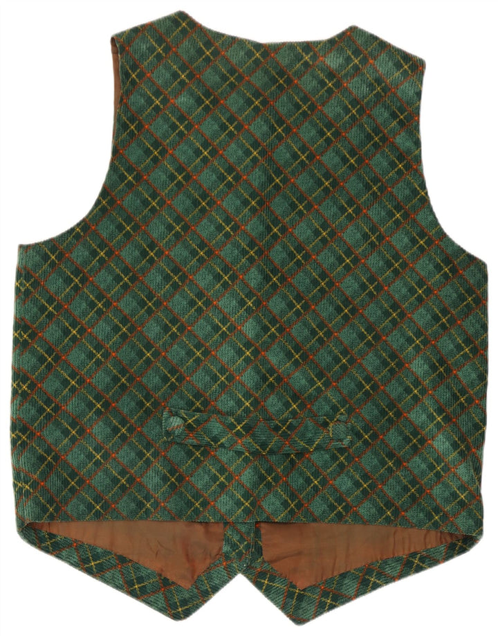 Gilet da donna vintage UK 16 grande motivo a quadri verdi