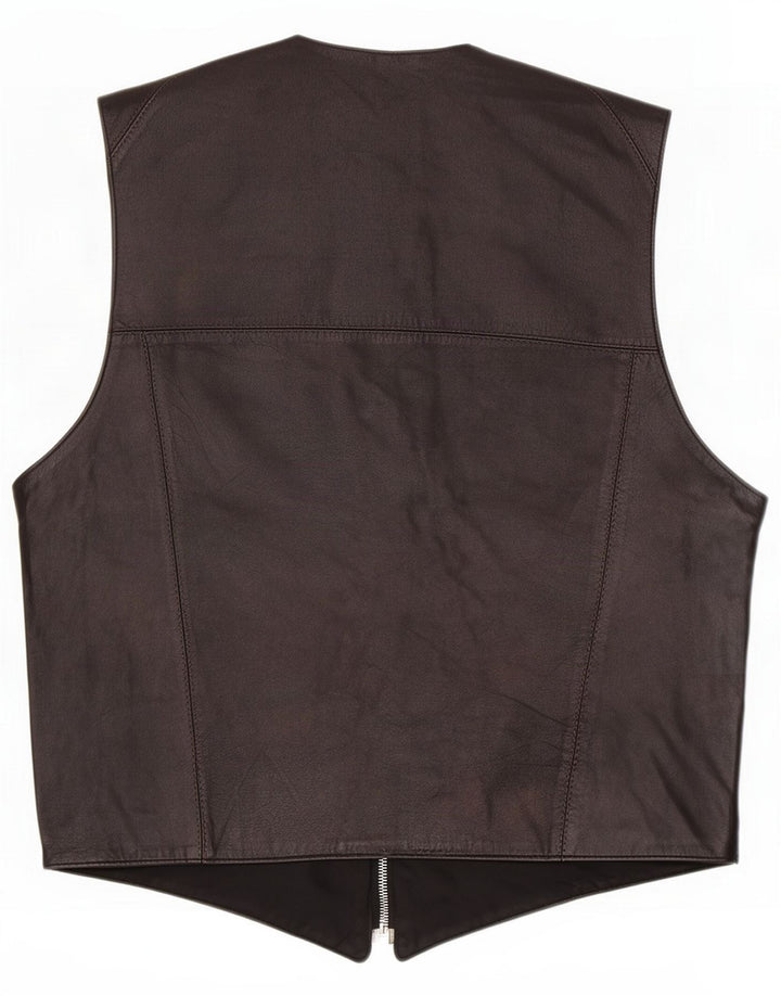 Gilet in pelle da uomo vintage piccolo motociclista nero
