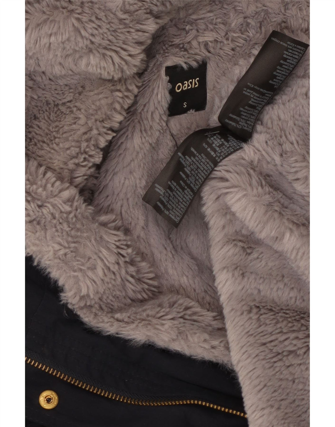 Giacca Parka Sherpa da donna con cappuccio Oasis UK 10 Small Poliestere blu navy