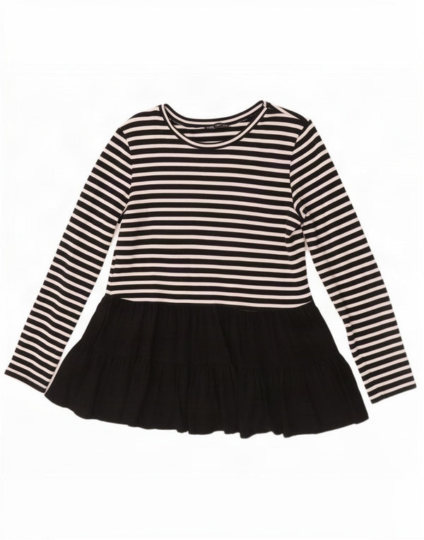 Top Zara da donna a maniche lunghe UK 10 piccolo in cotone a righe nere