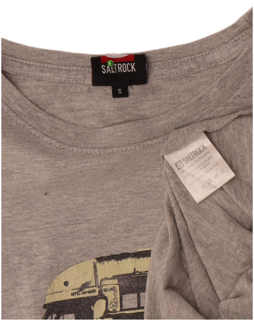 T-shirt grafica da uomo Saltrock Top in cotone chiazzato grigio piccolo