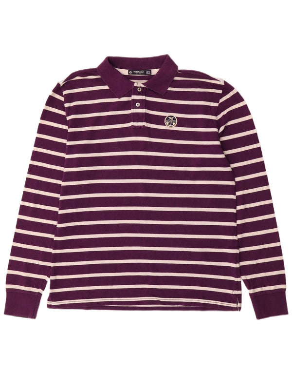 Polo da uomo a maniche lunghe North Sails XL in cotone a righe viola