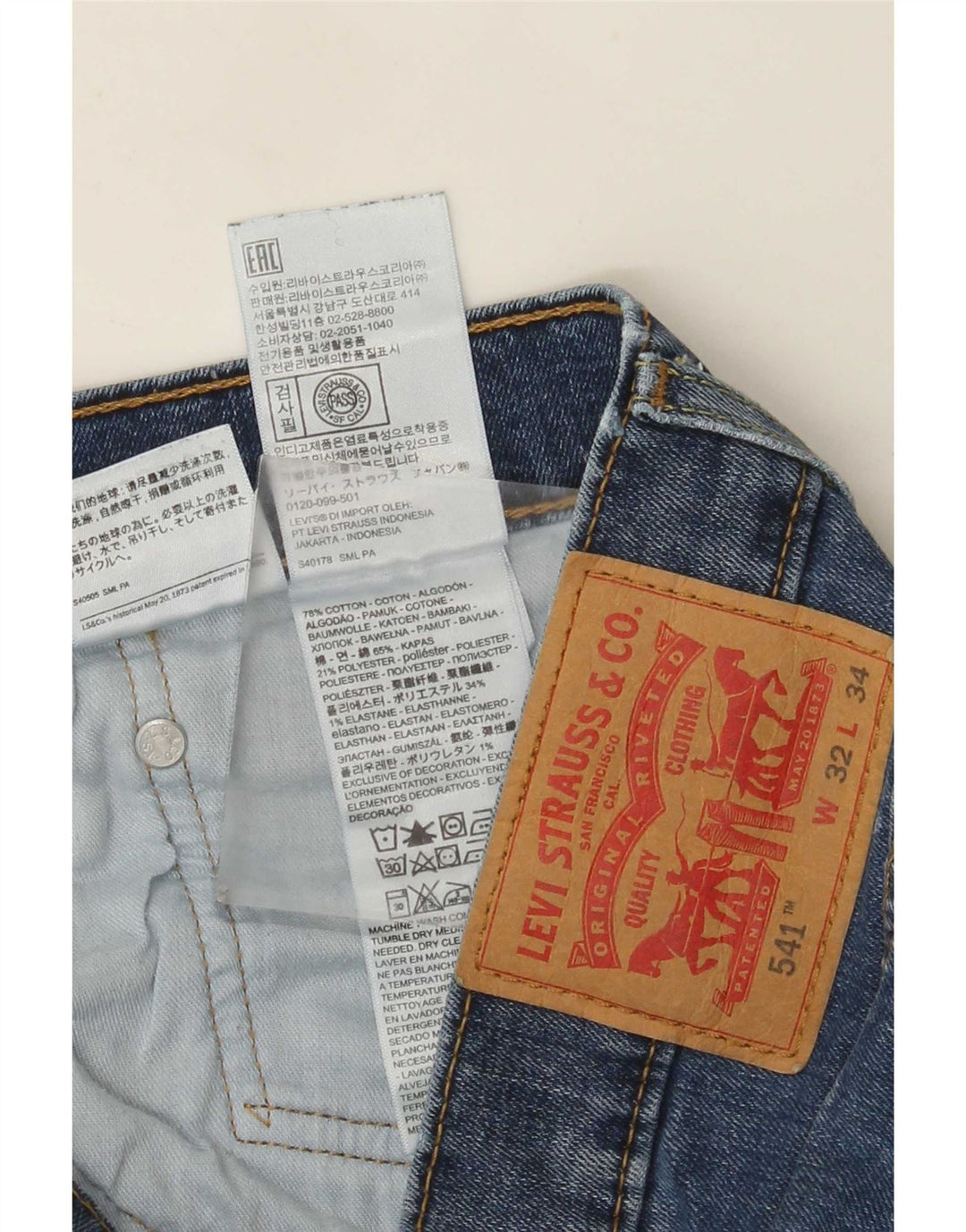Levi's Uomo 541 Athletic Jeans dritti W32 L34 Cotone Blu