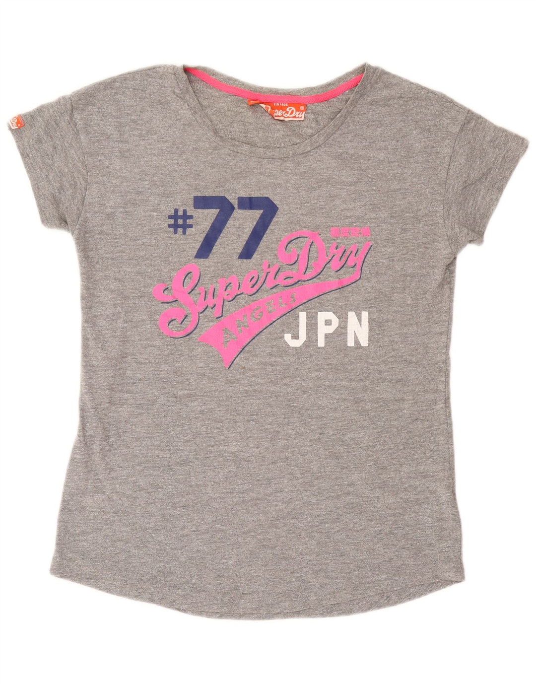 T-shirt grafica da donna Superdry Top UK 14 grande cotone grigio