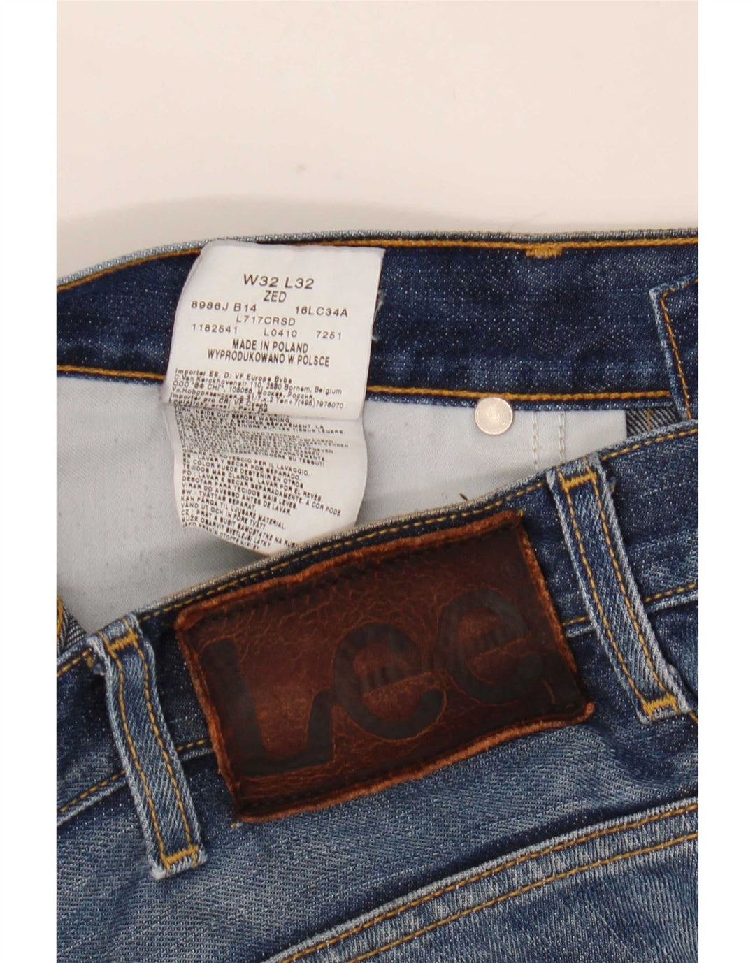 Jeans dritti invecchiati Zed Lee da uomo W32 L32 cotone blu
