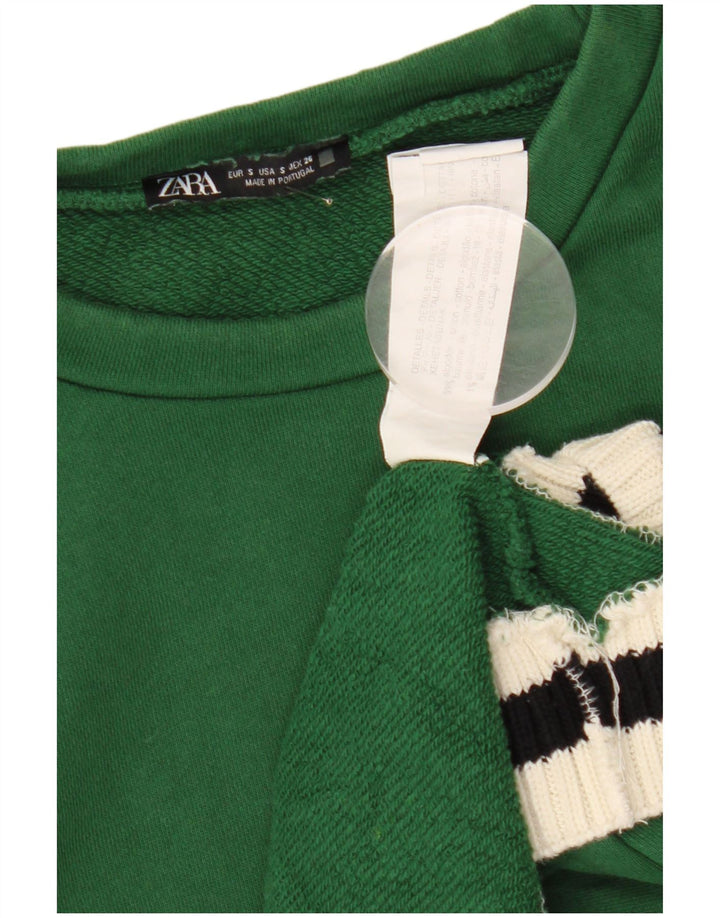 Felpa oversize da donna Zara, maglione UK 10, piccolo cotone a righe verdi