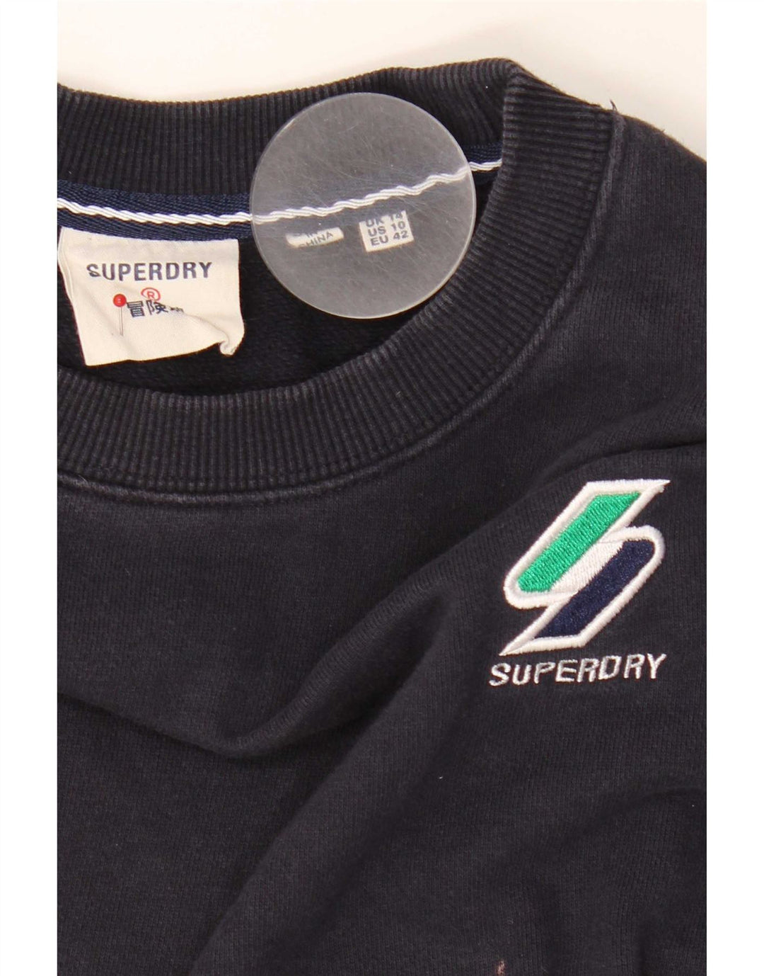 Felpa da donna Superdry Maglione UK 14 Large Blu Navy Cotone