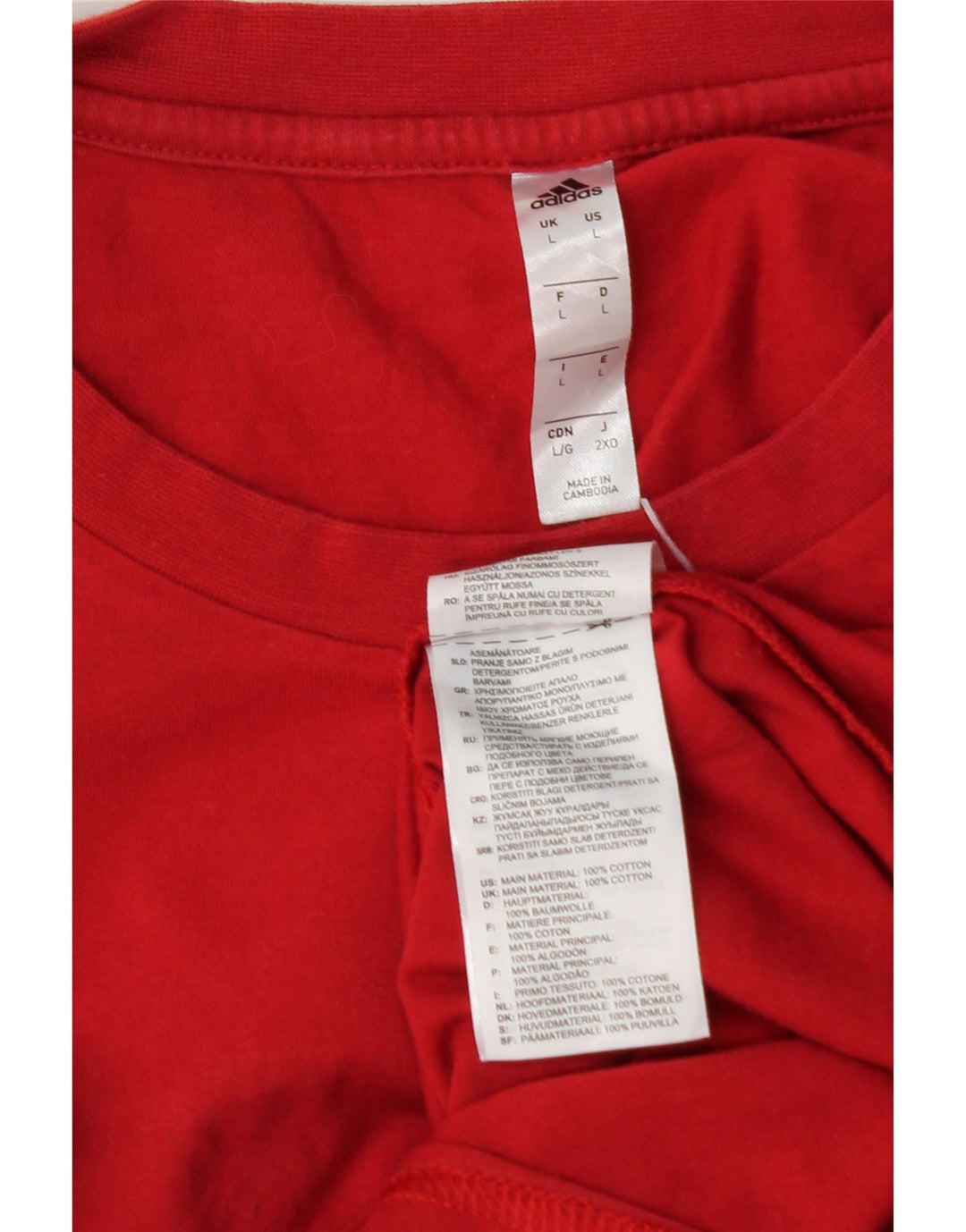 ADIDAS Mens T-Shirt Top Large Red Cotton Vintage Adidas and Second-Hand Adidas from Messina Hembry 