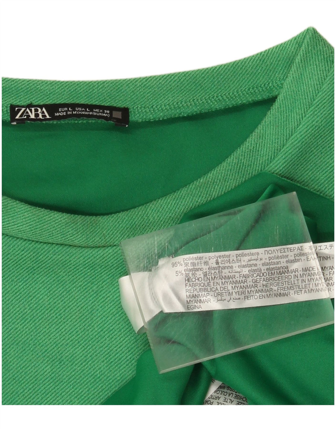 Abito tubino Zara da donna UK 16 grande poliestere verde