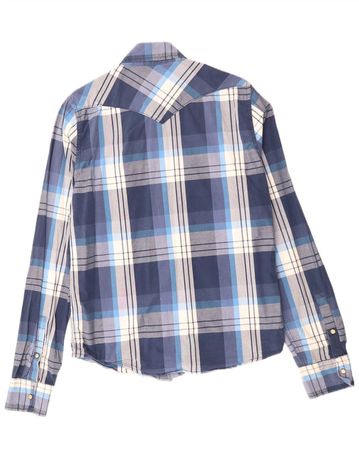 Camicia da uomo HOLLISTER grande in cotone scozzese blu navy