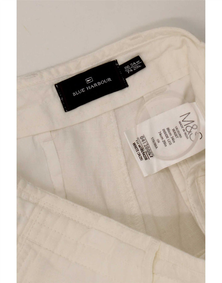 Pantaloni chino dritti Marks & Spencer da uomo blu Harbour W34 L29 bianchi