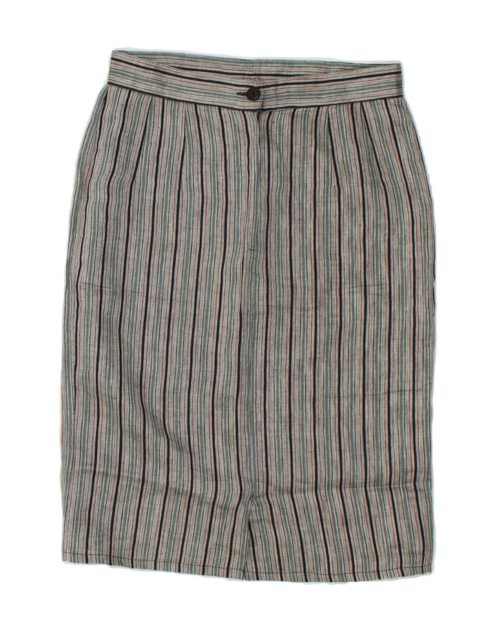 VINTAGE Womens Straight Skirt W26 Small Grey Striped Vintage Vintage and Second-Hand Vintage from Messina Hembry 