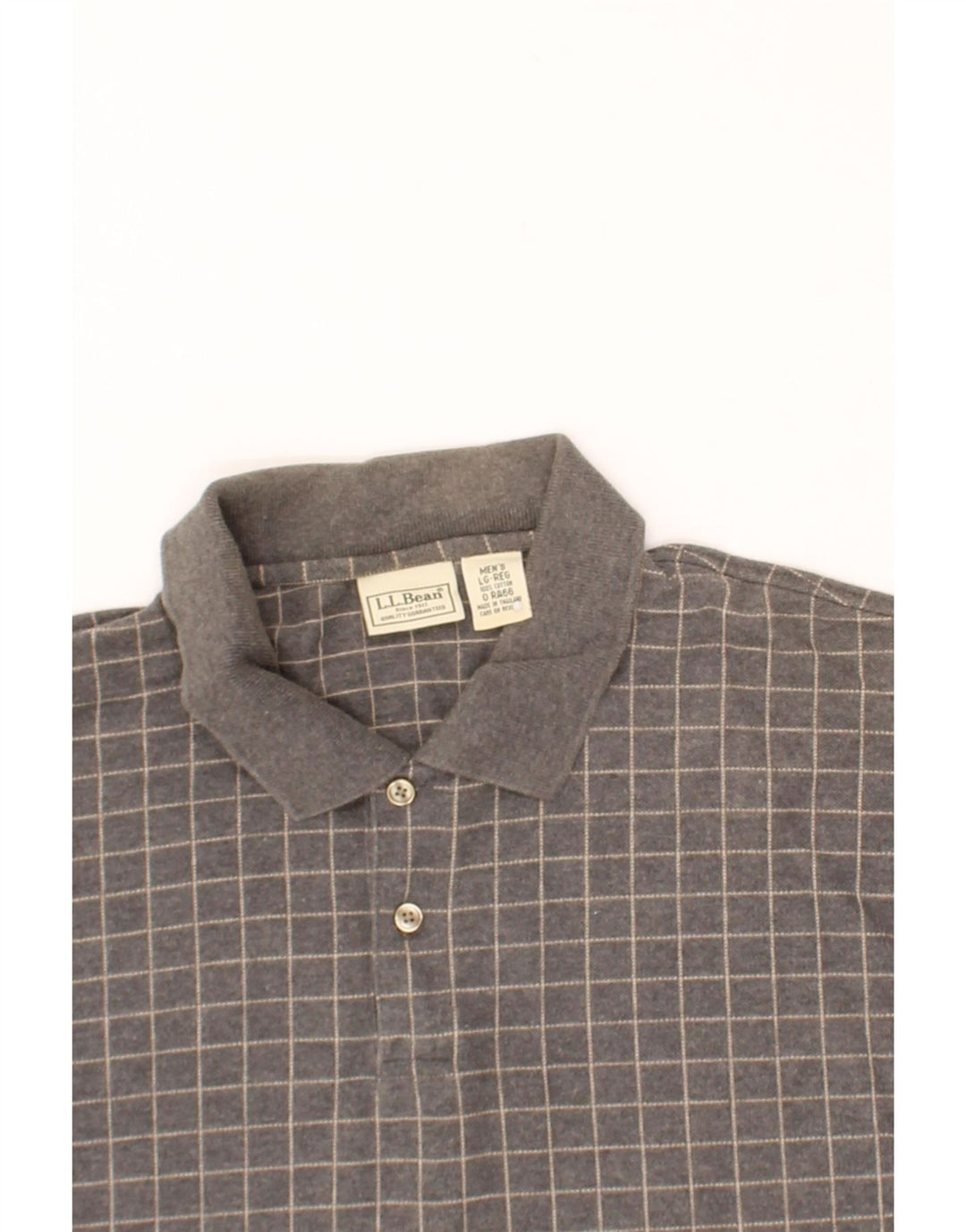 L.L.BEAN Mens Polo Shirt Large Grey Check Cotton Vintage L.L.Bean and Second-Hand L.L.Bean from Messina Hembry 