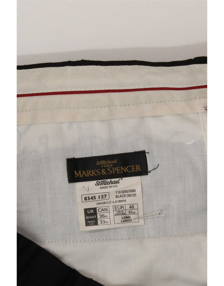 Pantaloni da abito con pegging Marks & Spencer da uomo St. Michael W36 L33 in lana nera