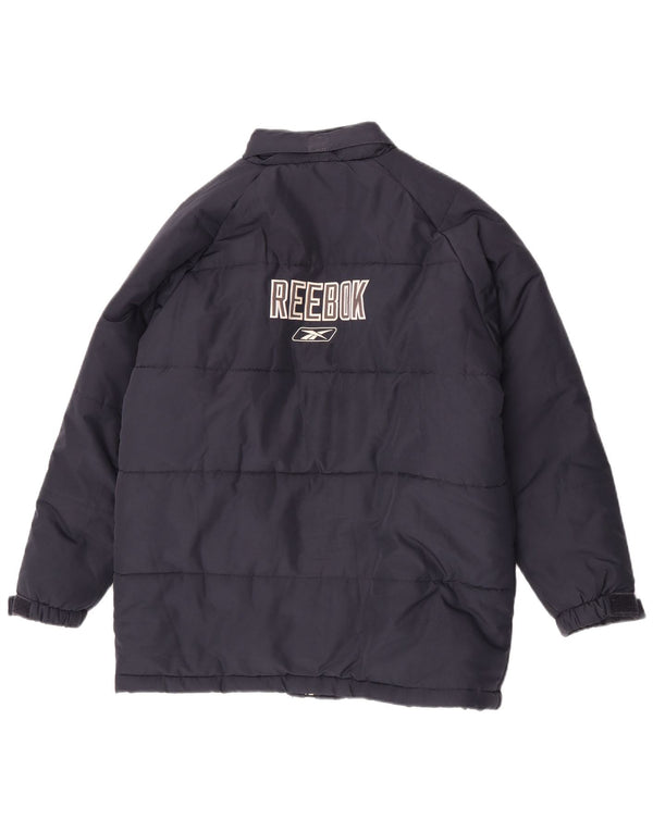 Giacca imbottita con cappuccio Reebok da ragazzo con grafica 13-14 anni XL blu navy in poliestere