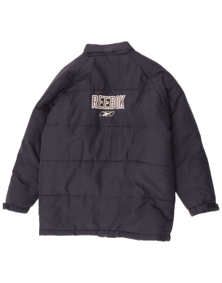 Giacca imbottita con cappuccio Reebok da ragazzo con grafica 13-14 anni XL blu navy in poliestere